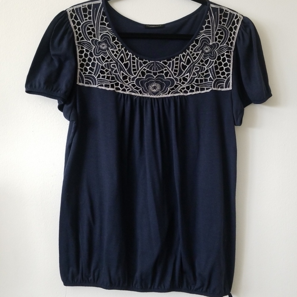 Navy Blue Perception Concept Cotton top